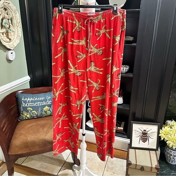 David Carey Originals Sock Monkey PJ Pants Size L - Picture 1 of 7